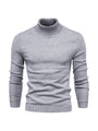 Grauer Rollkragenpullover Herren, Strick, Langarm, modisch, warm, Wintermode.
