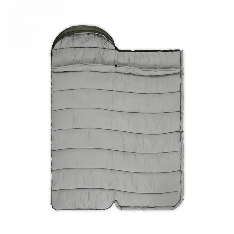 Grauer Doppelschlafsack, rechteckig, isoliert, Camping, Outdoor, leicht, warm, reißfest.