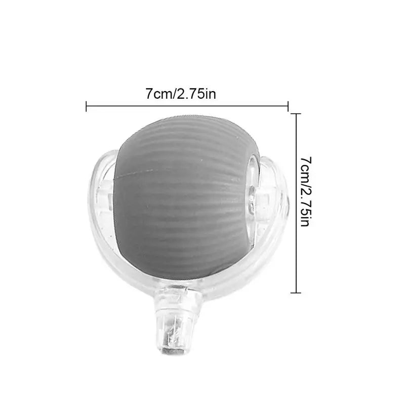 Grauer Silikon-Duschkopf, rund, 7 cm, transparentes Gehäuse, Badezimmerzubehör.