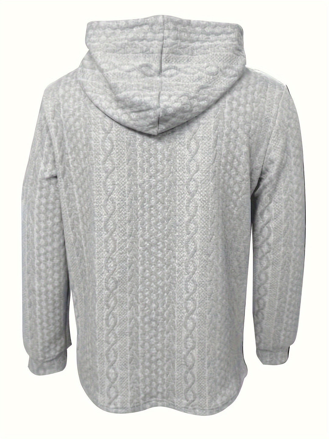 Grauer Kapuzenpullover mit Zopfmuster, langärmelig, weiches Material, modisch, bequem.