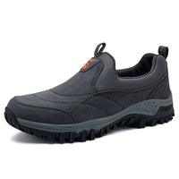 Grauer Wanderschuh Herren, rutschfeste Sohle, atmungsaktiv, Outdoor, Trekking, robust.