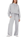 Graues Damen-Sweatshirt und Jogginghose Set, bequem, lässig, Freizeitmode.