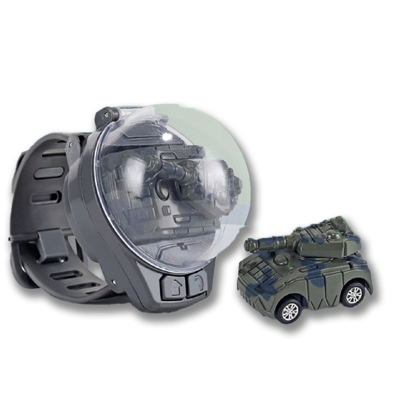 Graues ferngesteuertes Mini-Panzerspielzeug mit Armbanduhr-Controller, Kunststoff, Kinder.