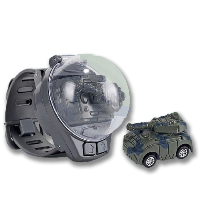 Graues ferngesteuertes Mini-Panzerspielzeug mit Armbanduhr-Controller, Kunststoff, Kinder.