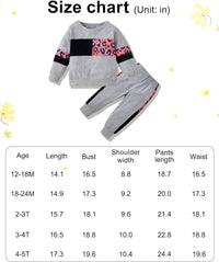 Graues Kinder-Sweatshirt-Set mit Leopardenmuster, Größenübersicht, Baumwolle, bequem.
