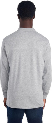 Graues Langarmshirt Herren, Baumwolle, Rückansicht, lässig, bequem, modisch, Freizeitkleidung.