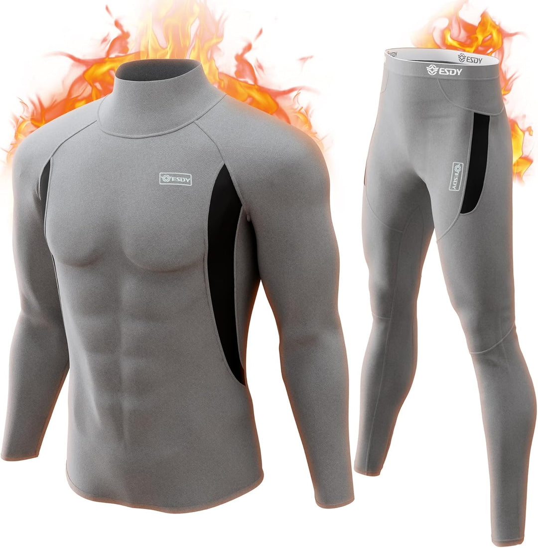 Graues Neopren-Tauchanzug-Set für Herren, langärmelig, wärmeisolierend, von ESDY.