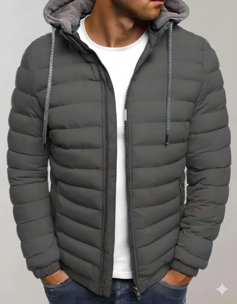 Warme Herren-Daunenjacke mit Kapuze – WinterStil