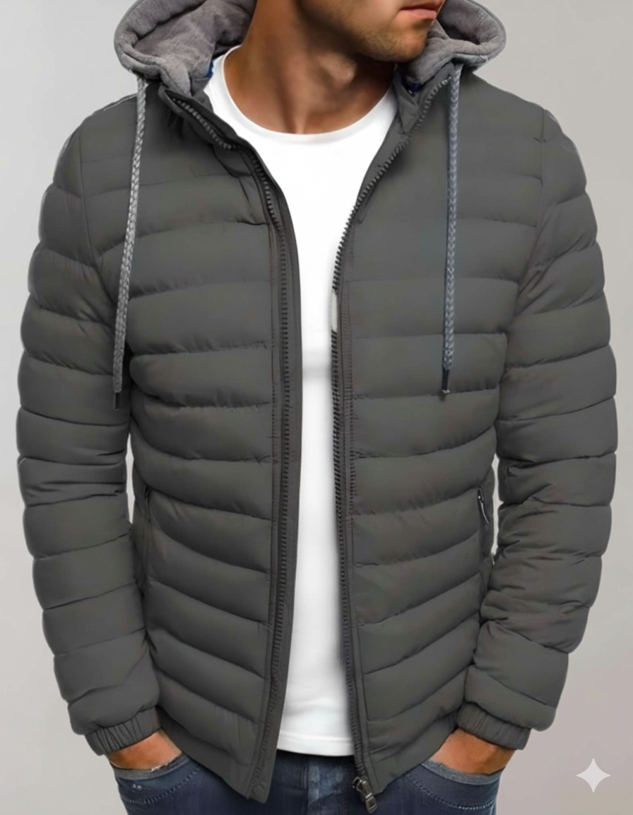 Warme Herren-Daunenjacke mit Kapuze – WinterStil