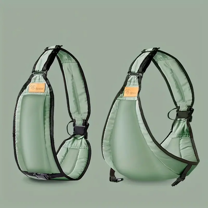 Grüner ergonomischer Rucksack, verstellbar, leicht, ideal für Outdoor-Aktivitäten.