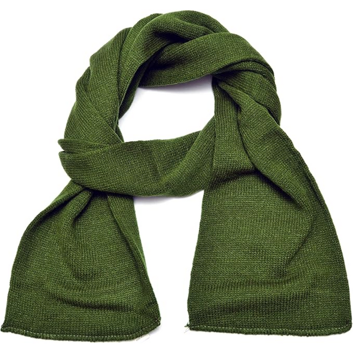 Grüner Wollschal, gestrickt, warm, modisch, Winteraccessoire, Unisex, elegant, weich.
