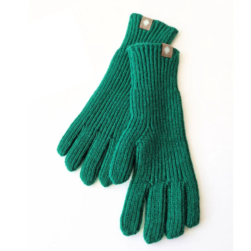 Grüne Strickhandschuhe aus Wolle, warm, modisch, ideal für Winter, Unisex, langlebig.