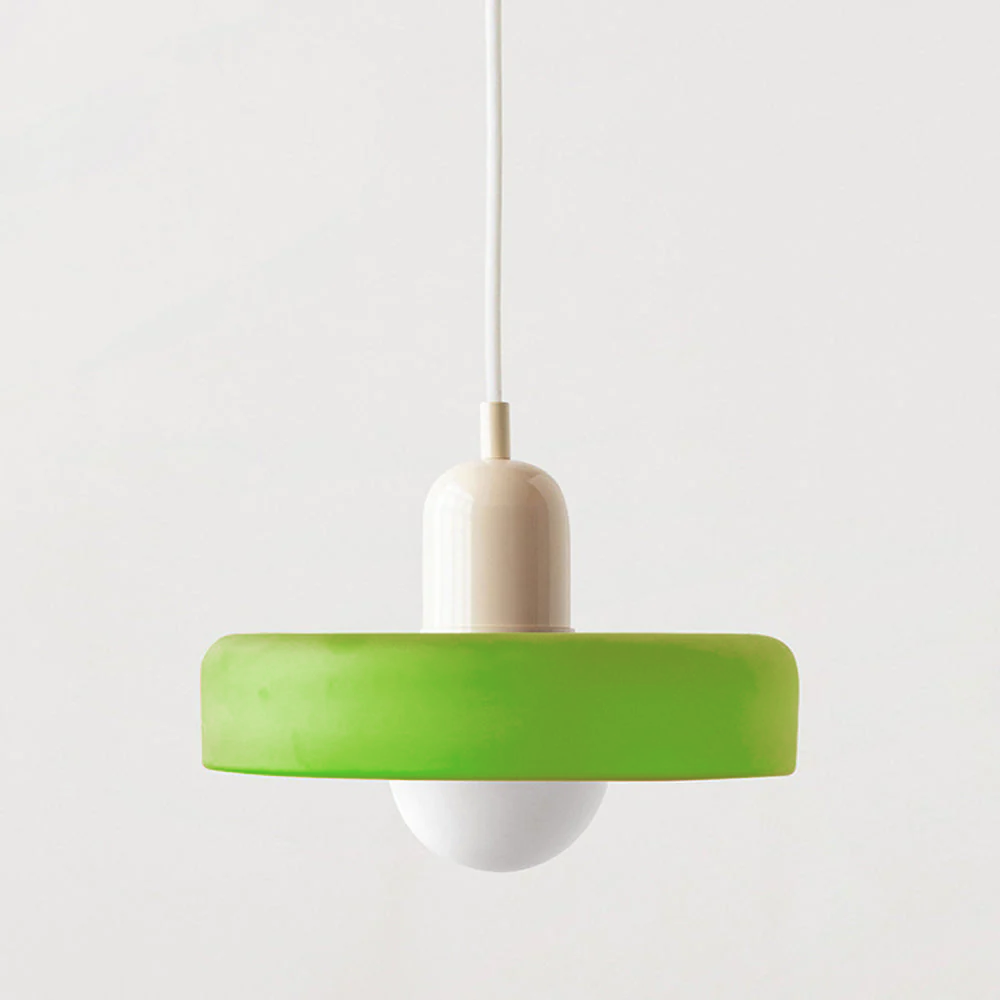 Moderne grüne Hängelampe, minimalistisches Design, LED, Wohnzimmerbeleuchtung, Kunststoff.