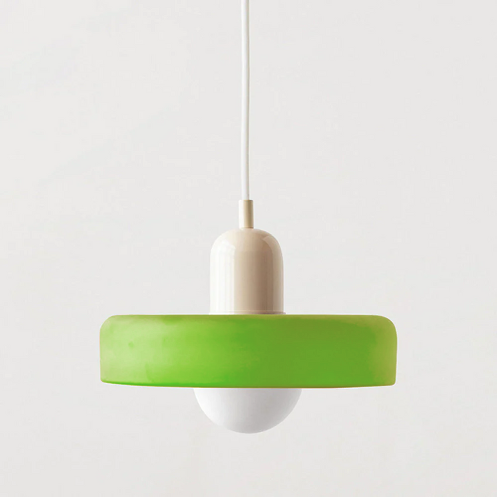 Moderne grüne Hängelampe, minimalistisches Design, LED, Wohnzimmerbeleuchtung, Kunststoff.