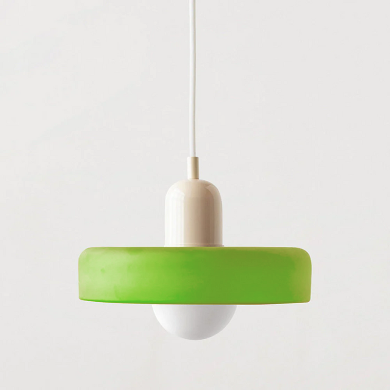 Moderne grüne Hängelampe, minimalistisches Design, LED, Wohnzimmerbeleuchtung, Kunststoff.