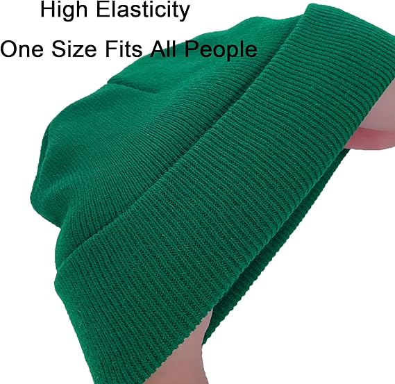 Grüne Strickmütze, elastisch, Einheitsgröße, Unisex, Winteraccessoire, warm, bequem.