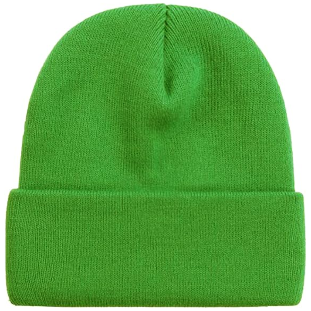 Grüne Strickmütze, Unisex, Wintermode, warm, bequem, modisch, Accessoire, Freizeitkleidung.
