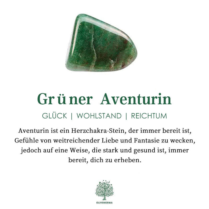 Grüner Aventurin Edelstein, Herzchakra, Glücksbringer, Wohlstand, Reichtum, spiritueller Schmuck.