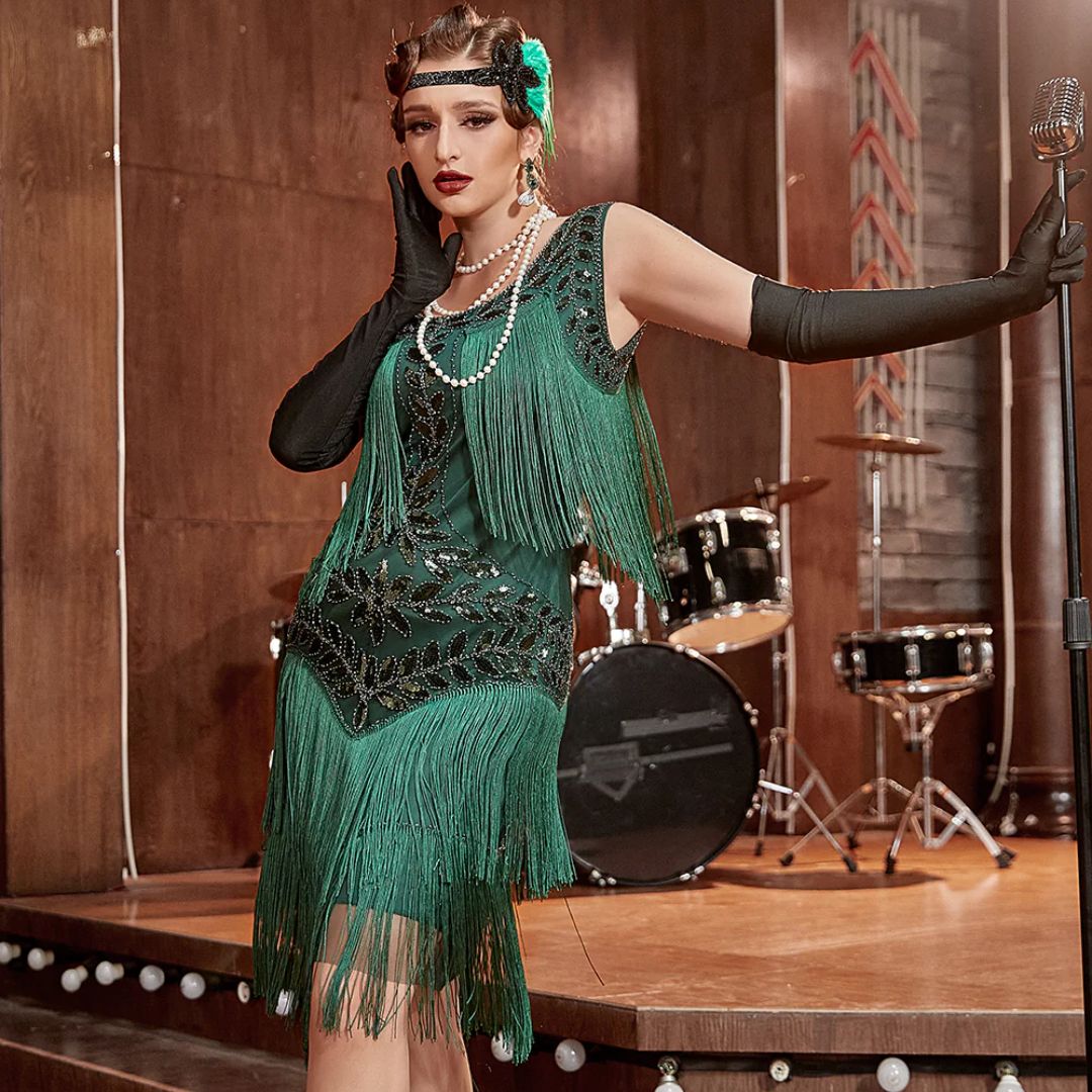 Flapper Kleid mit Fransen und Pailletten für Damen kaufen – Crystalli