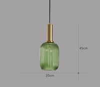 Grüne Glas-Hängelampe, dänisches Design, 20x45cm, modernes Interieur, Beleuchtung.