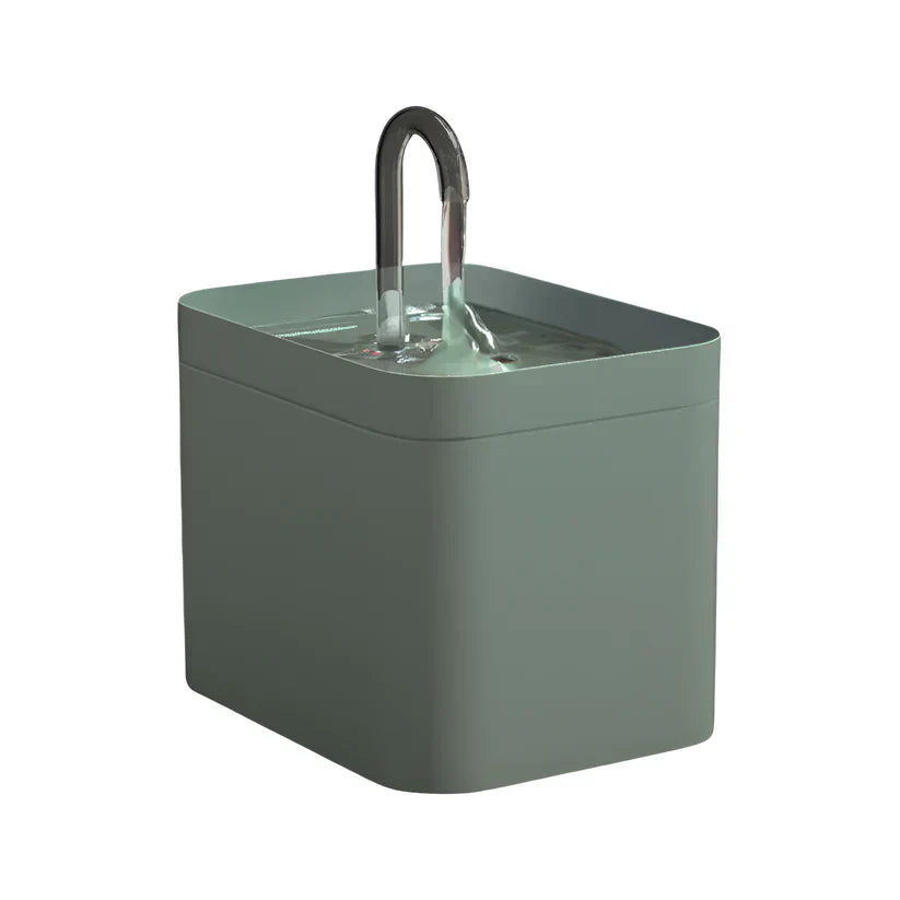 Grüner Katzenbrunnen, rechteckig, mit Edelstahl-Auslauf, modernes Design, Haustierzubehör.