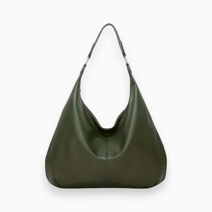 Grüne Ledertasche, Hobo-Stil, modisch, geräumig, Damenaccessoire, Alltagsgebrauch.