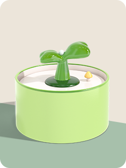 Grüner automatischer Katzenbrunnen, rund, mit Blattdesign, Trinkbrunnen für Haustiere.