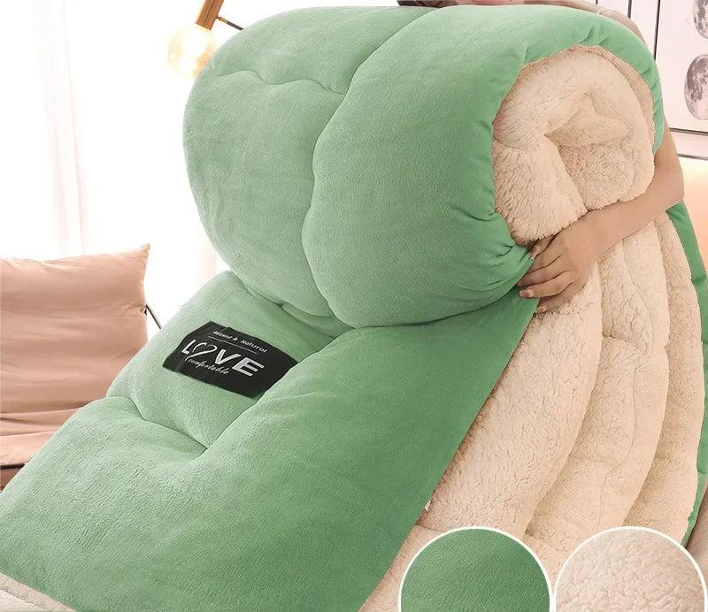 Grüne Plüschdecke, doppelseitig, weich, warm, für Sofa oder Bett, gemütlich, modern.