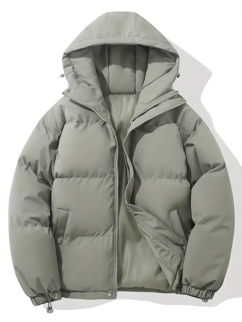 Grüne Daunenjacke mit Kapuze, Wintermantel, warm, modisch, Unisex, Outdoor-Bekleidung.