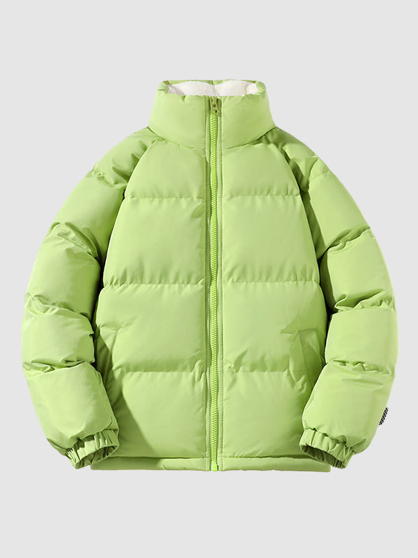 Grüne Daunenjacke für Damen, Wintermantel, warm, modisch, Reißverschluss, Outdoor-Bekleidung.