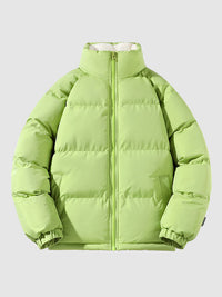 Grüne Daunenjacke für Damen, Wintermantel, warm, modisch, Reißverschluss, Outdoor-Bekleidung.