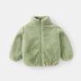 Grüne Kinder-Fleecejacke mit Reißverschluss, warm, kuschelig, ideal für Herbst und Winter.