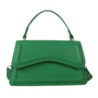 Grüne Lederhandtasche, elegante Damenmode, stilvolles Accessoire, modische Tasche.