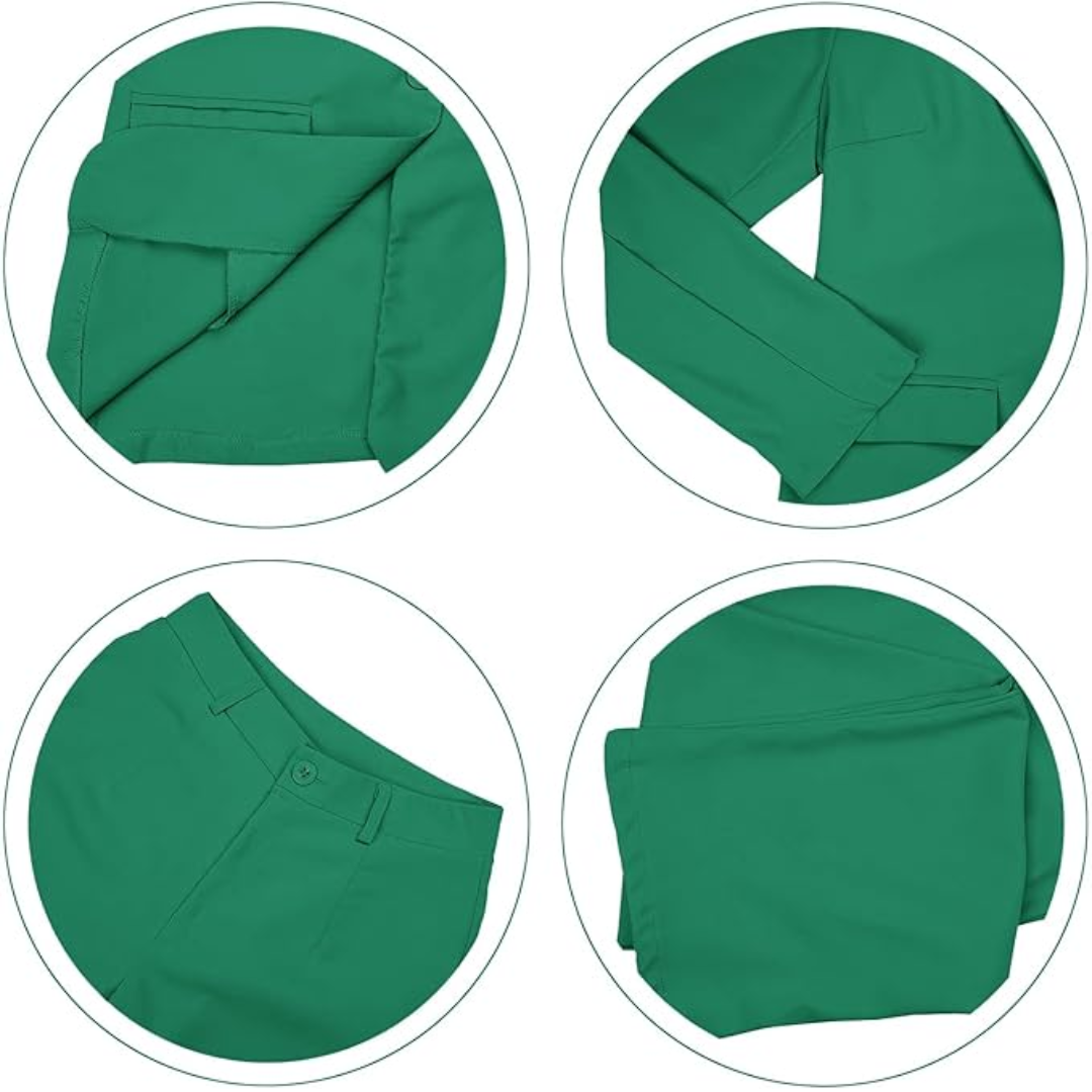 Grüne Damenhose, Baumwolle, elegante Passform, modisch, bequem, ideal für Büro und Freizeit.