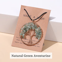 Natürlicher grüner Aventurin-Anhänger, Baum des Lebens, handgefertigt, Schmuck, Geschenkidee.