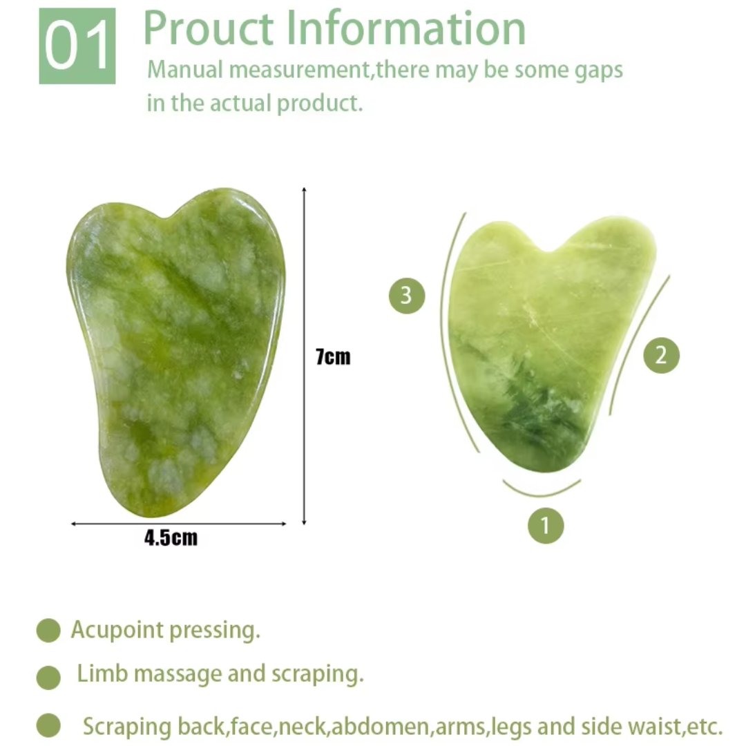 Grüner Jade Gua Sha Stein, 7cm, Massagewerkzeug für Gesicht und Körperpflege.