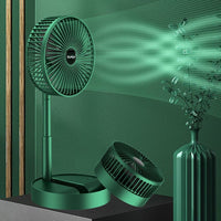 Grüner Tischventilator, verstellbar, leise, modern, für Büro oder Zuhause, energiesparend.