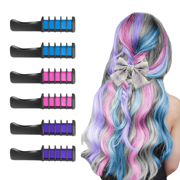 Bunte Haarverlängerungen mit Clip, Pastellfarben, für modische Frisuren, 6er-Set.