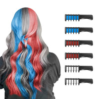 Farbige Haarsträhnen-Kreide, temporär, blau-rot-grau, für DIY-Haarstyling, 6er-Set.