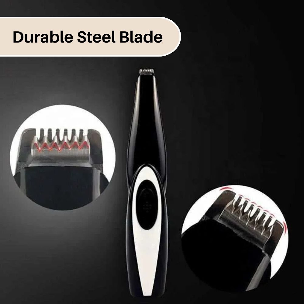 Schwarzer elektrischer Trimmer mit langlebiger Stahlklinge für präzises Schneiden.