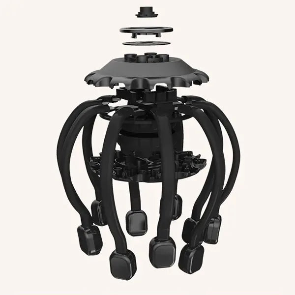 Schwarzer Massagespinnenkopf, 3D-Design, Kunststoff, Entspannung, Kopfhautmassagegerät