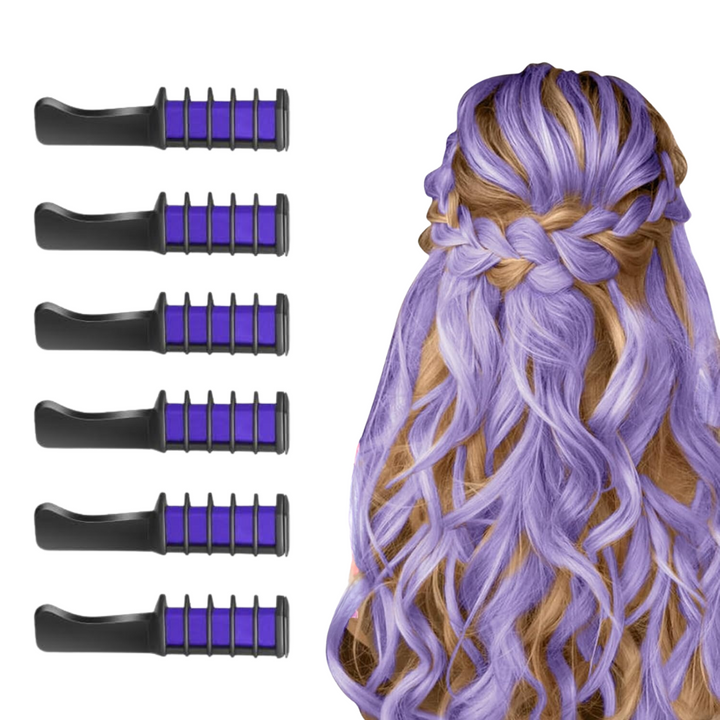 Lila Haarverlängerung mit Locken und schwarzen Clips, Frisuren-Accessoire für Frauen.