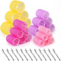 Bunte Haarwickler-Set aus Kunststoff mit Clips, Lockenwickler für Volumen und Styling.