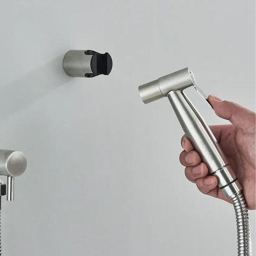 Handbrause Edelstahl Bidet-Sprayer, silber, Wandhalterung, Badezimmerzubehör, hygienisch.