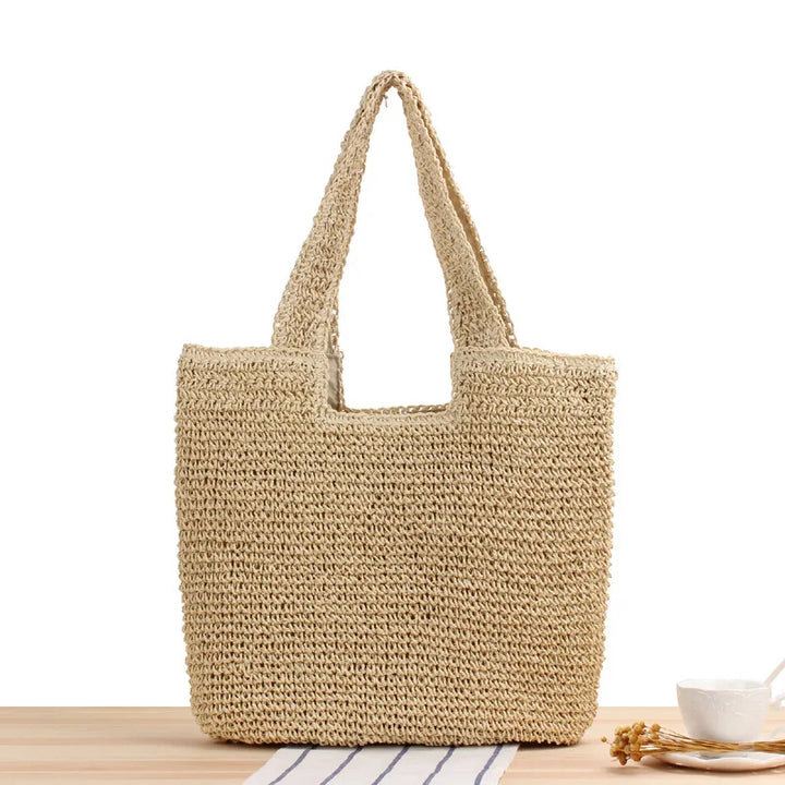 Beige handgefertigte Jutetasche, umweltfreundlich, ideal für den Alltag und Einkäufe.