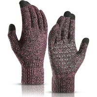 Warme Winterhandschuhe, gestrickt, lila-schwarz, Touchscreen-kompatibel, Damenmode.