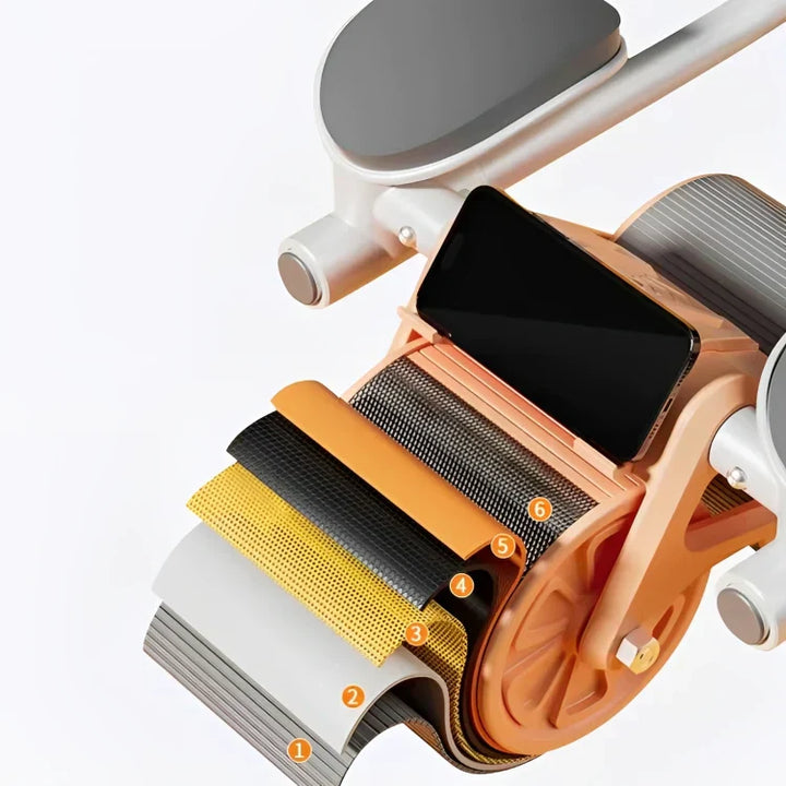 Smartphone-Halterung mit mehrfarbigen Textilrollen, modernem Design, ideal für Büro und Zuhause.