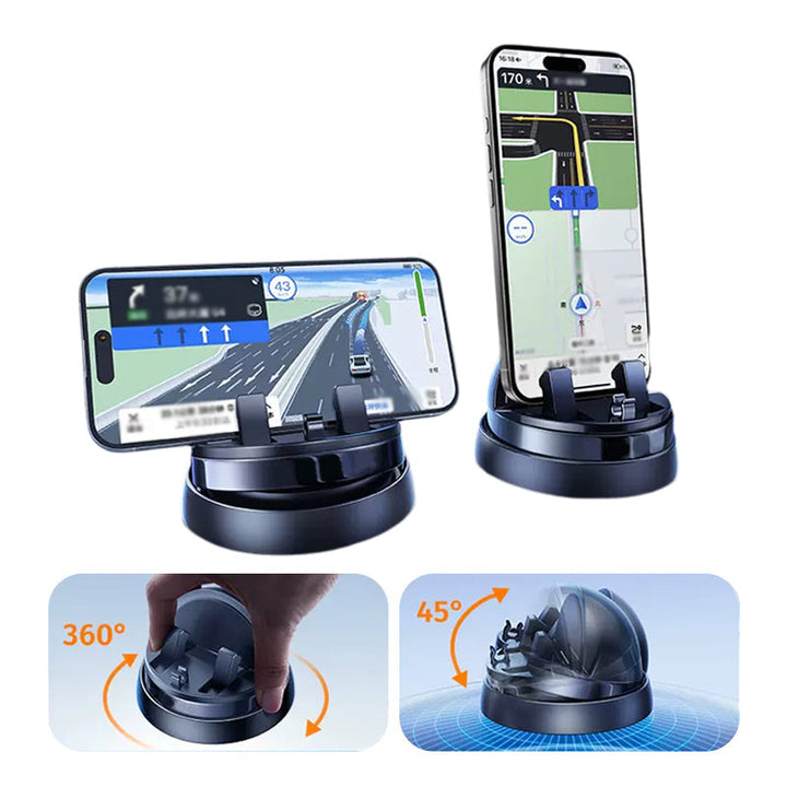Smartphone-Halterung Auto, 360-Grad-Drehung, Schwarz, GPS-Navigation, verstellbar, rutschfest
