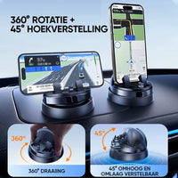 Smartphone-Halterung Auto, 360° drehbar, 45° neigbar, Schwarz, Navigationshilfe, Armaturenbrett.