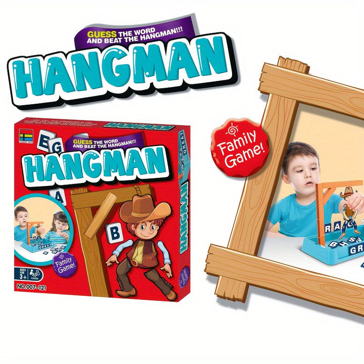Brettspiel Hangman für Kinder, Familienspiel, Cowboy-Thema, bunte Verpackung, Lernspiel.